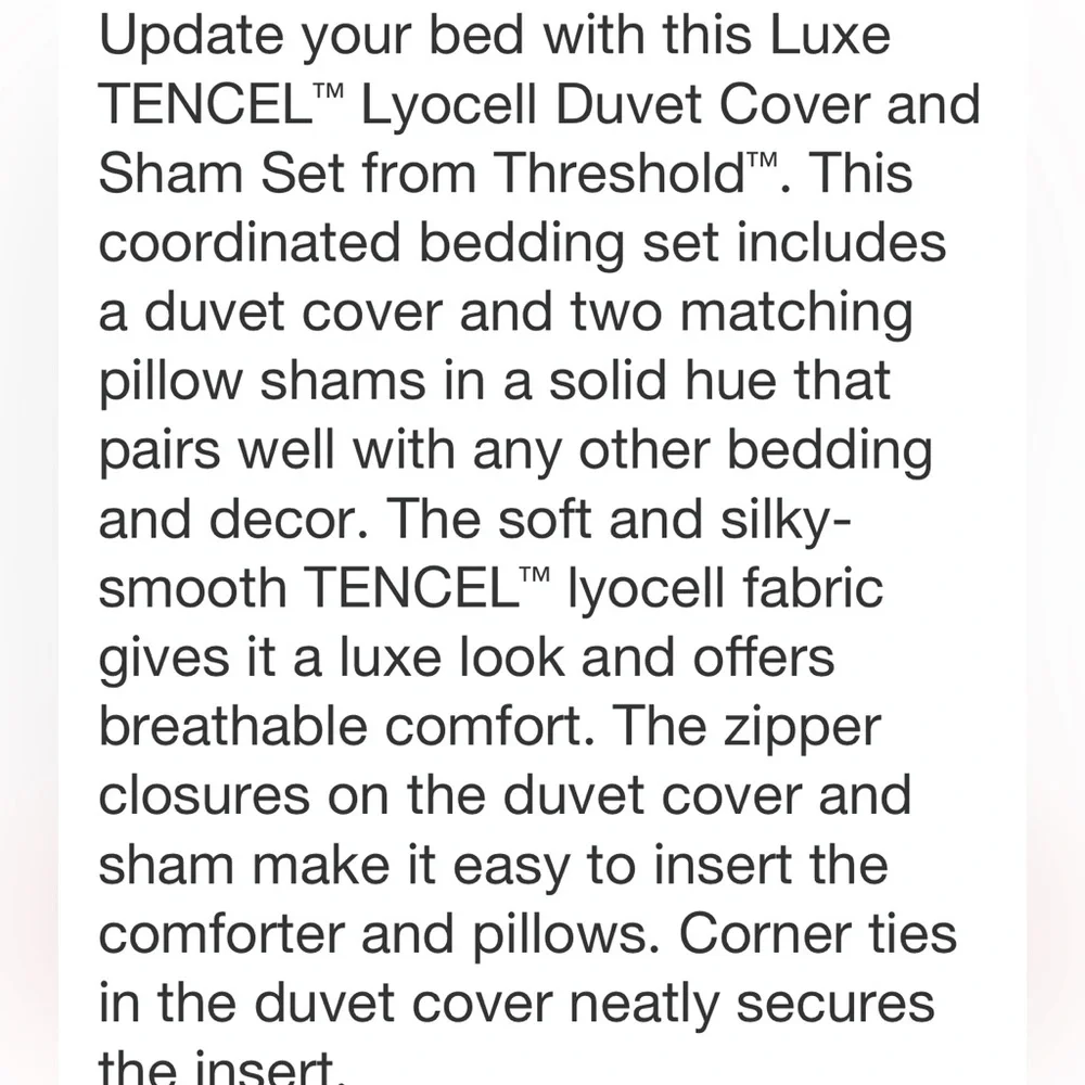 THRESHOLD NWT 3pc luxe tencel lycocell duvet cover & sham set -slate blue -king
